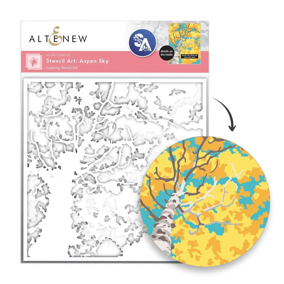 altenew-aspen-sky-schablone-6x6-layering-6-in-1 image 1