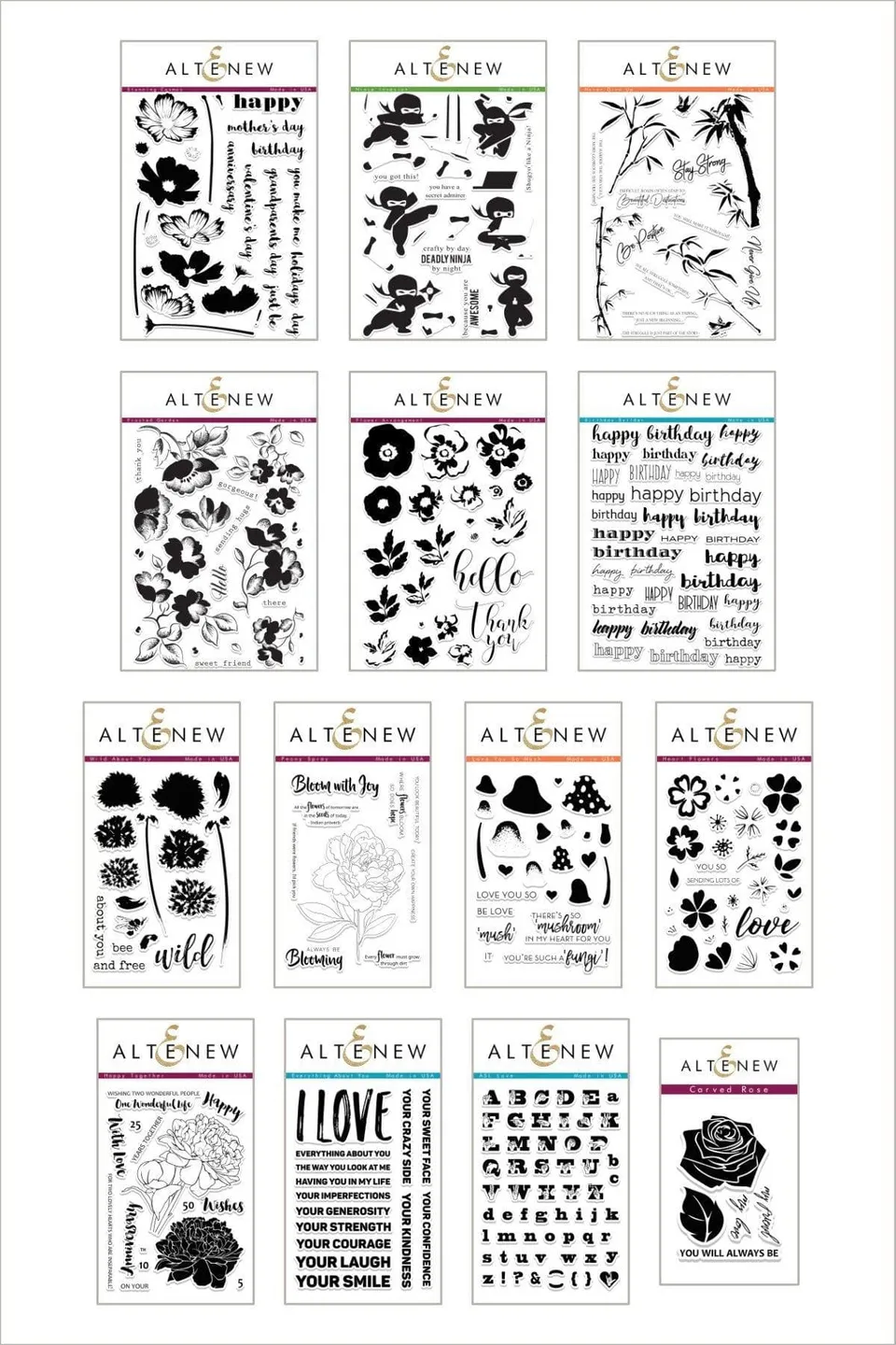 altenew-unique-and-lovely-stamp-bundle-stempelset-14-tlg image 1