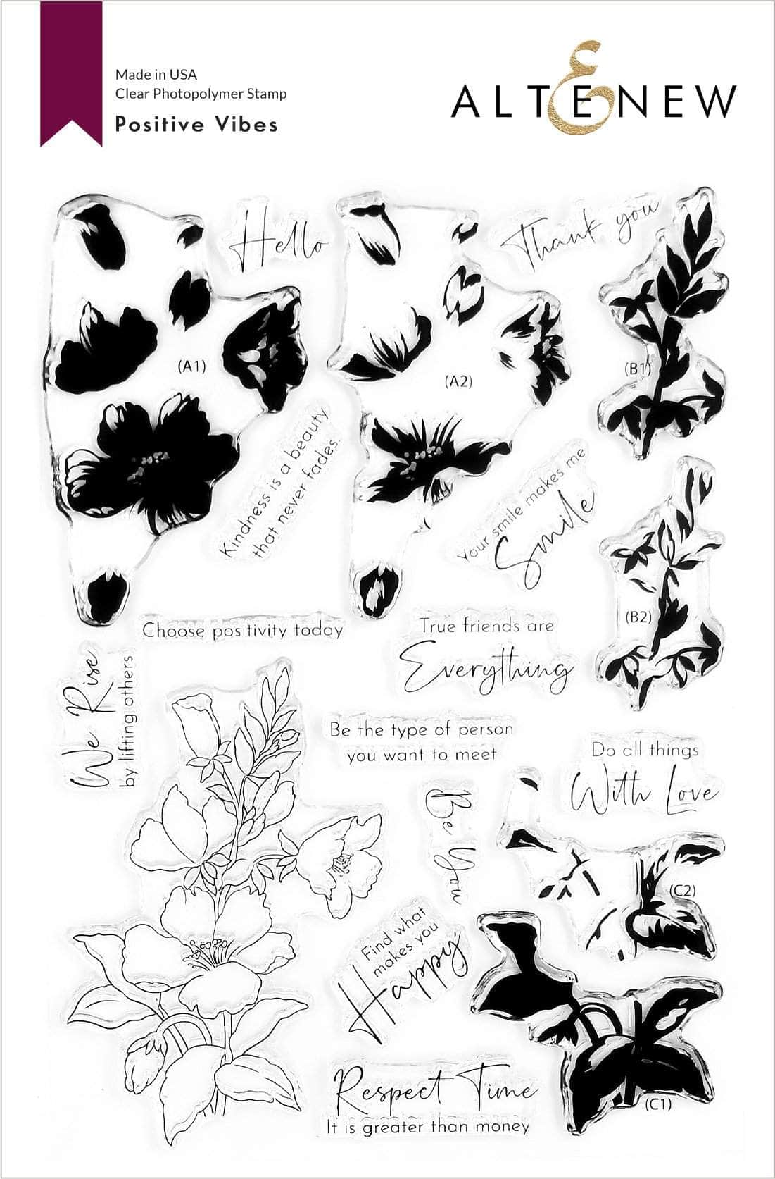 altenew-positive-vibes-stempelset-blumenranke-15x20 image 1