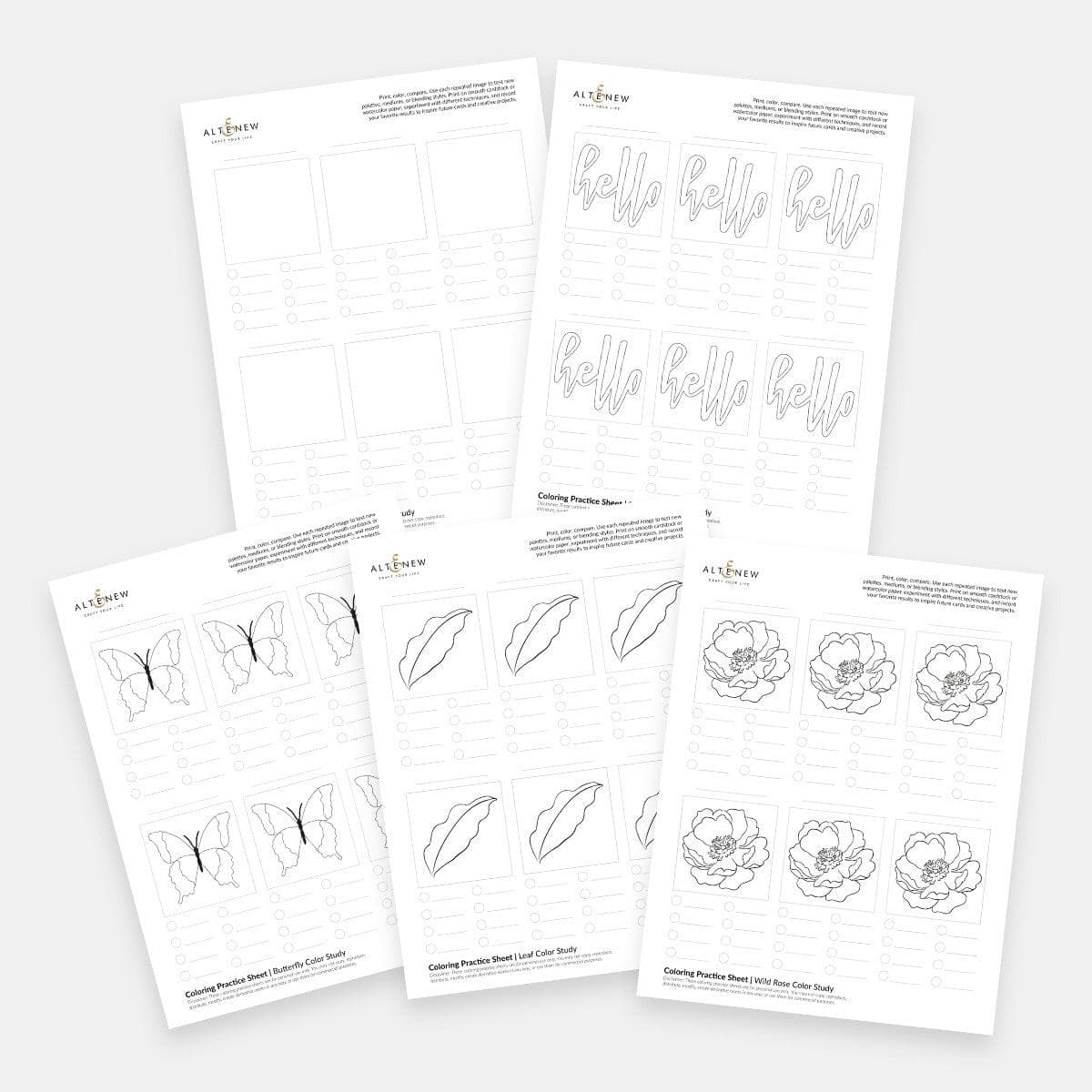 altenew-coloring-practice-sheets-vol-1-printable-6-seiten image 1
