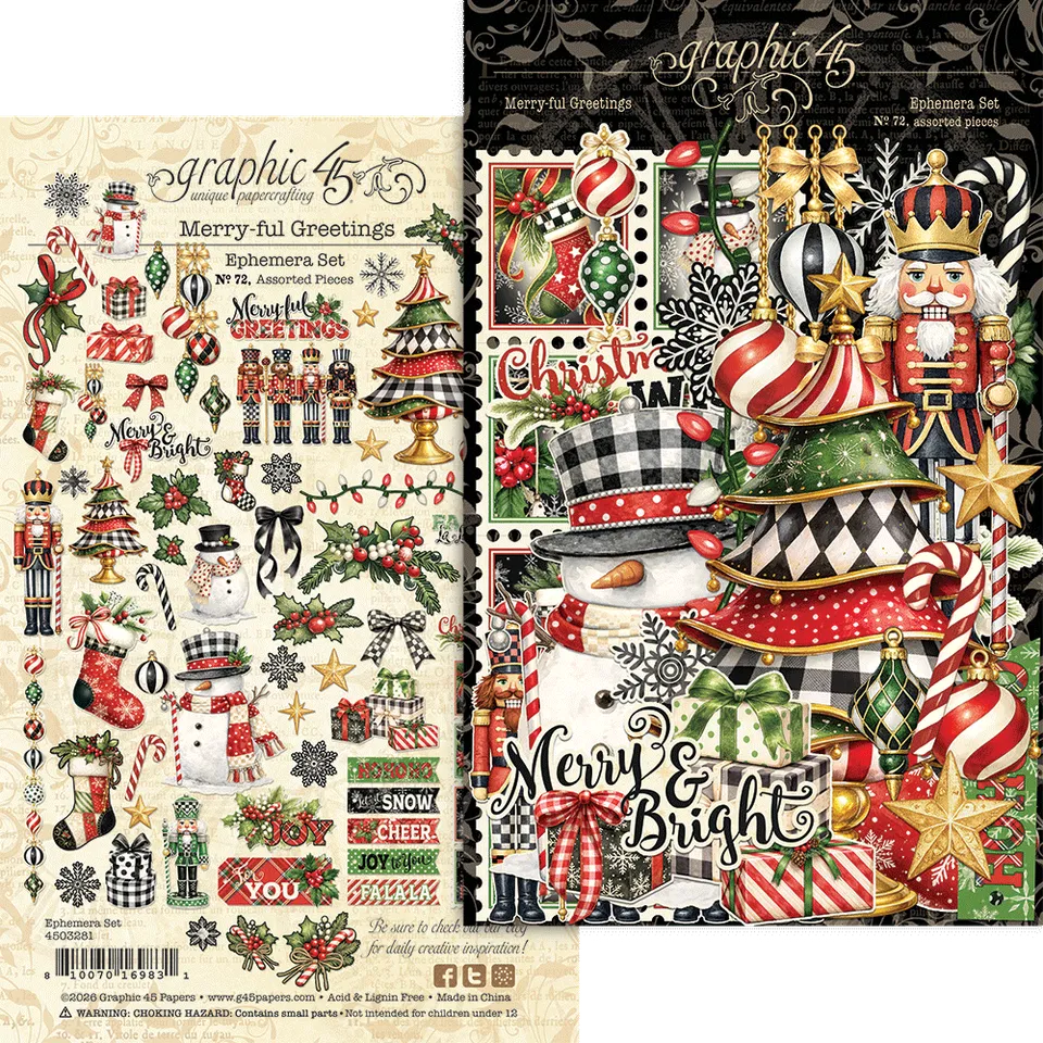 graphic-45-merry-ful-greetings-ephemera-set-69-teile image 1