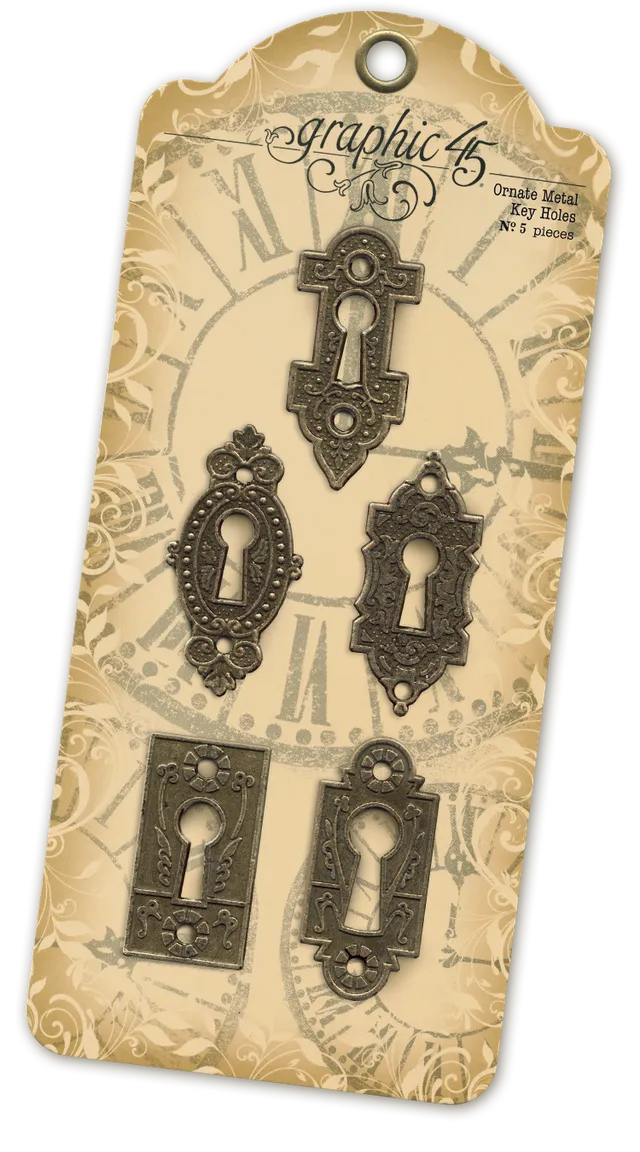 graphic-45-ornate-metal-key-holes-messing-antik-5-stk image 1