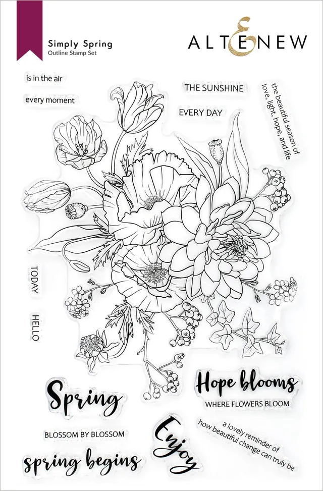 altenew-simply-spring-stempelset-blumenumrisse-14-teilig image 1
