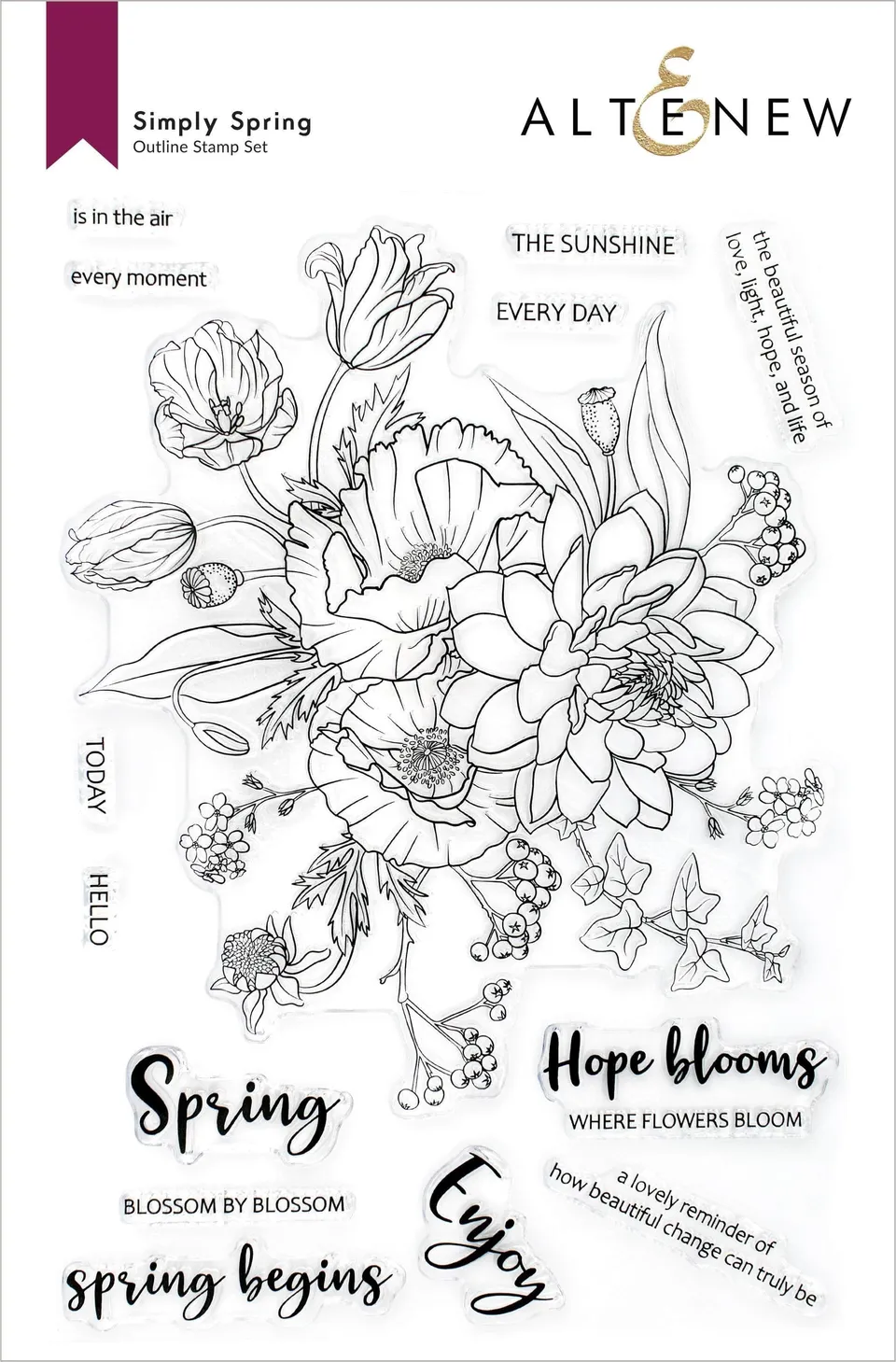 altenew-simply-spring-stempelset-blumenumrisse-14-teilig image 1