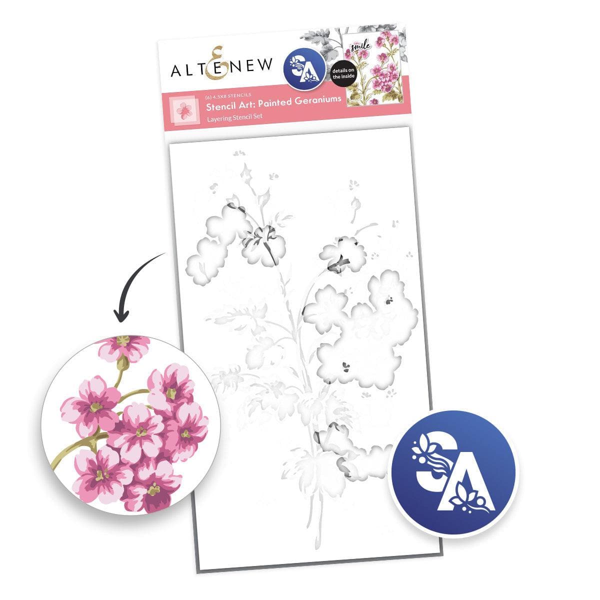 altenew-painted-geraniums-stencil-art-schablone-6-in-1 image 1