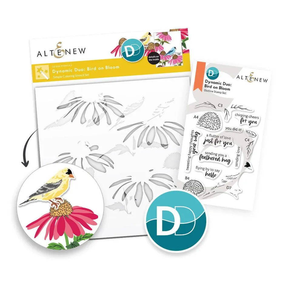 altenew-dynamic-duo-bird-on-bloom-stempel-schablonen-set image 1