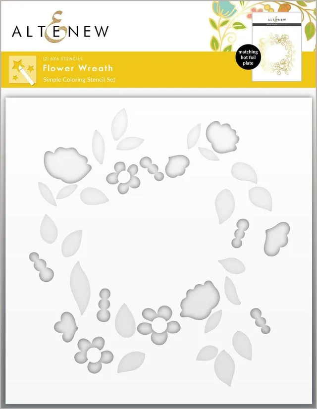 altenew-flower-wreath-simple-coloring-stencil-set-2-in-1-floral image 1