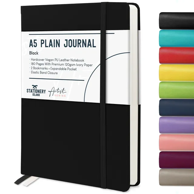 stationery-island-journals-a5-skizzenbuch-blanko-schwarz-180-s image 1