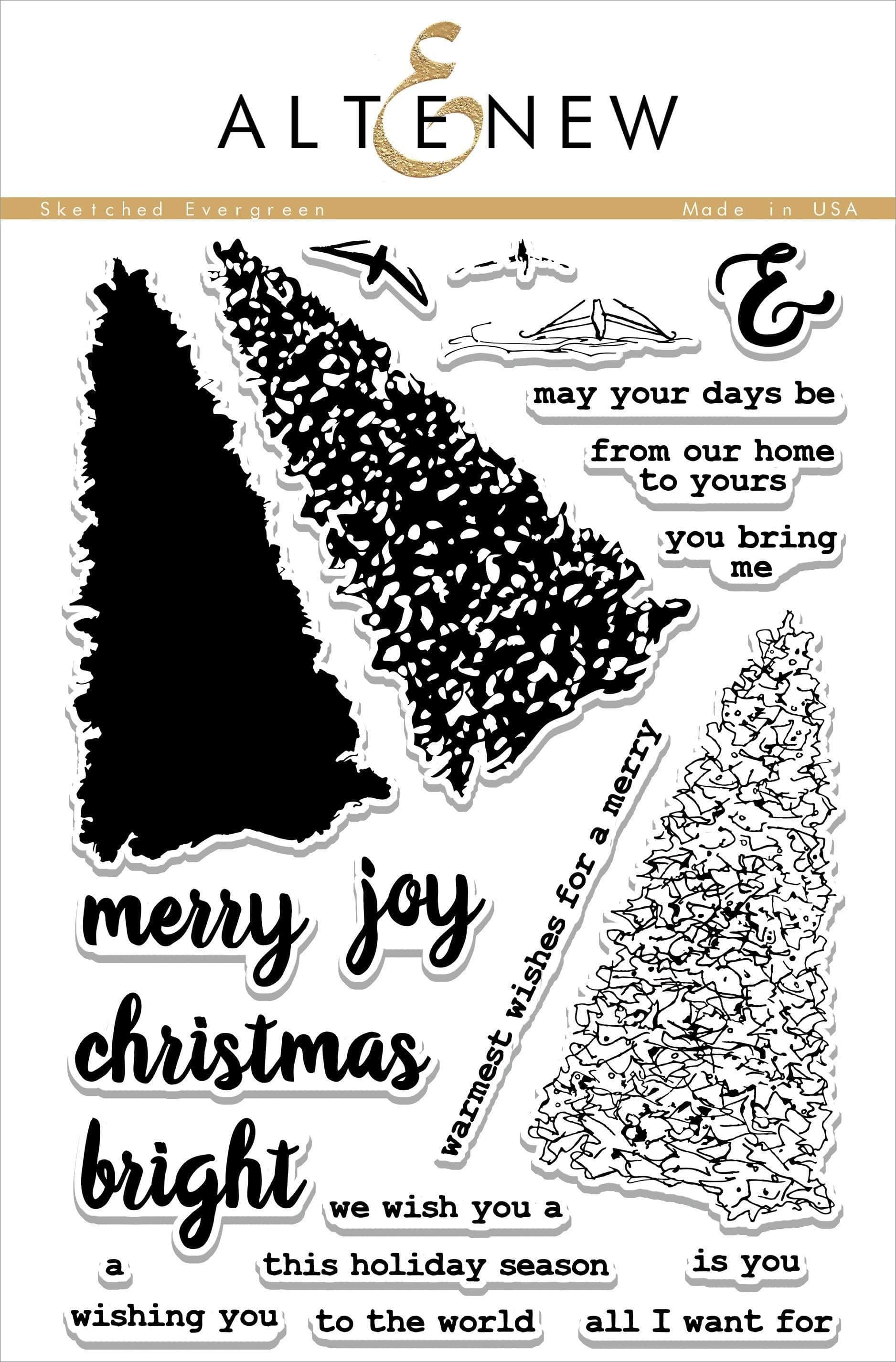 altenew-sketched-evergreen-stempelset-weihnachten-6x8 image 1