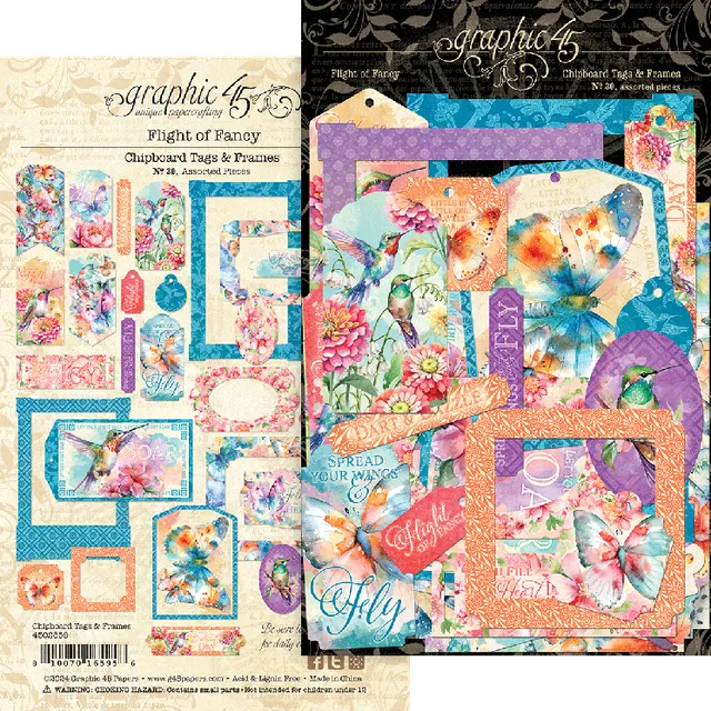 graphic-45-flutter-flight-of-fancy-chipboard-tags-30-stk image 1