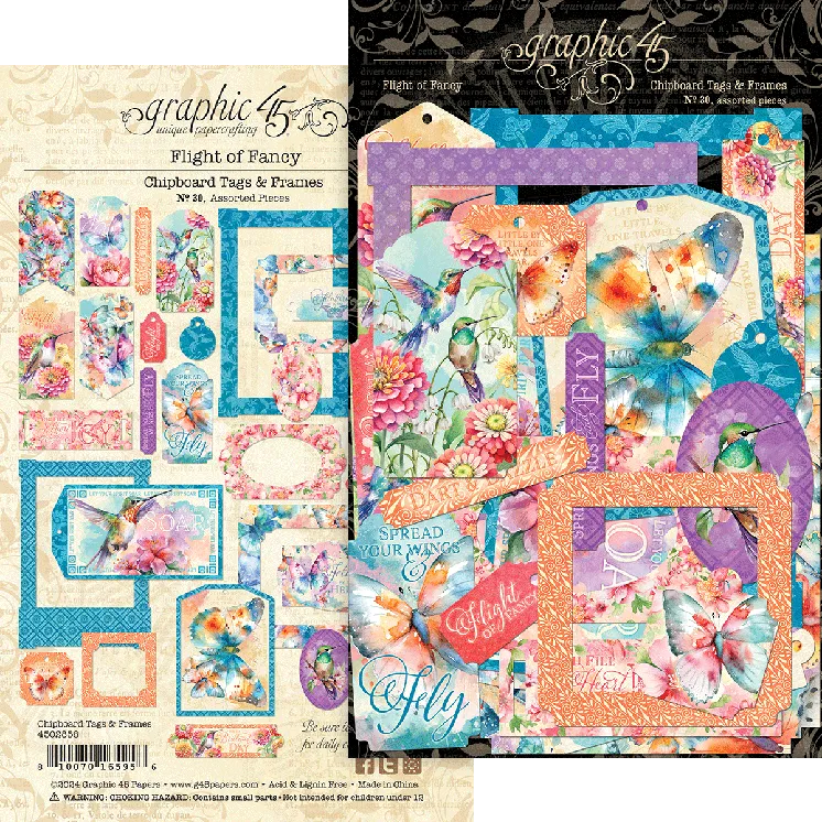graphic-45-flutter-flight-of-fancy-chipboard-tags-30-stk image 1