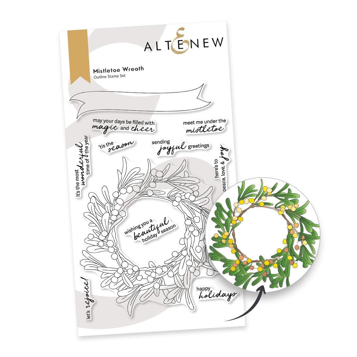 altenew-mistletoe-wreath-stempelset-4x6-zoll-weihnachten-11-teilig image 1