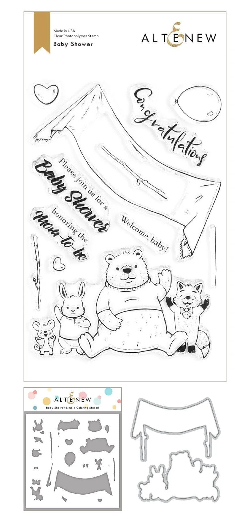 altenew-baby-shower-schablone-tiere-6x6 image 1