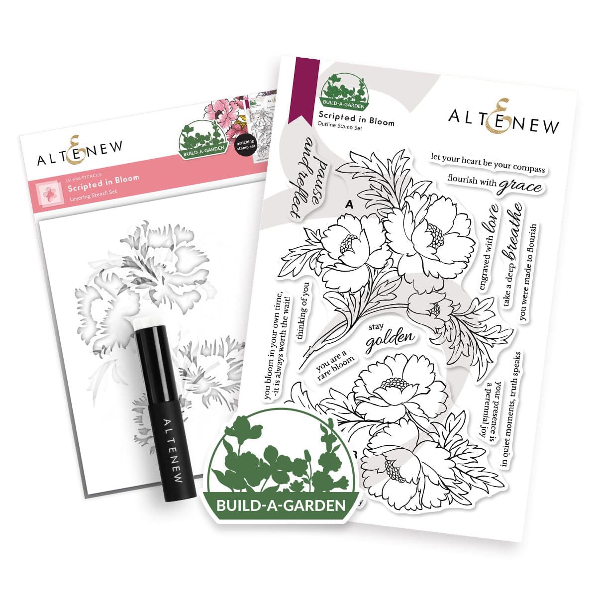 altenew-build-a-garden-scripted-in-bloom-stempel-schablone image 1