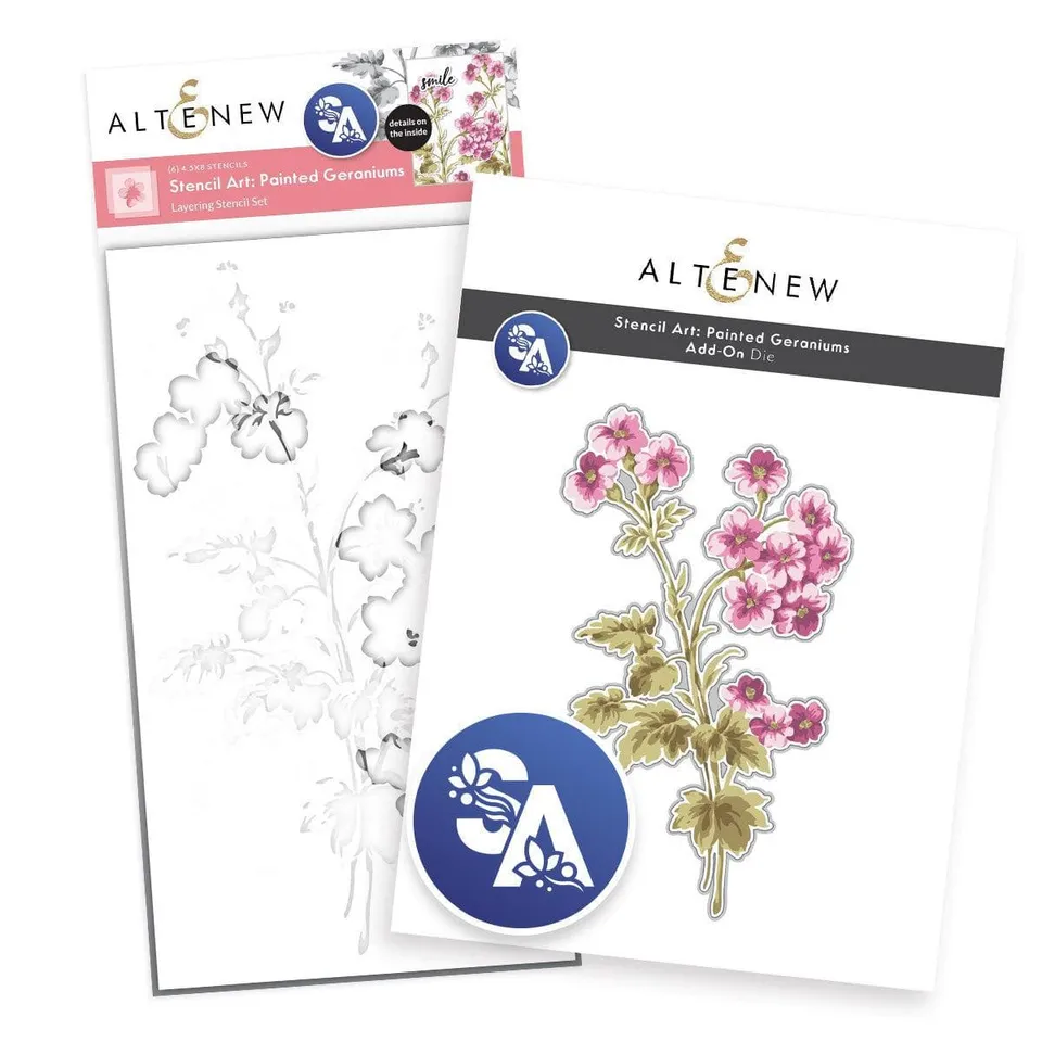 altenew-stencil-art-painted-geraniums-schablone-stanze-bundle image 1