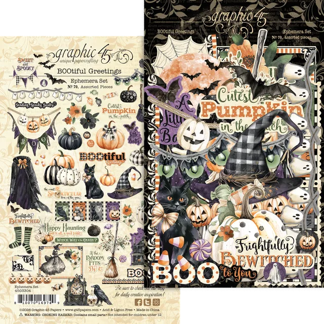 graphic-45-bootiful-greetings-ephemera-set-halloween-69tlg image 1
