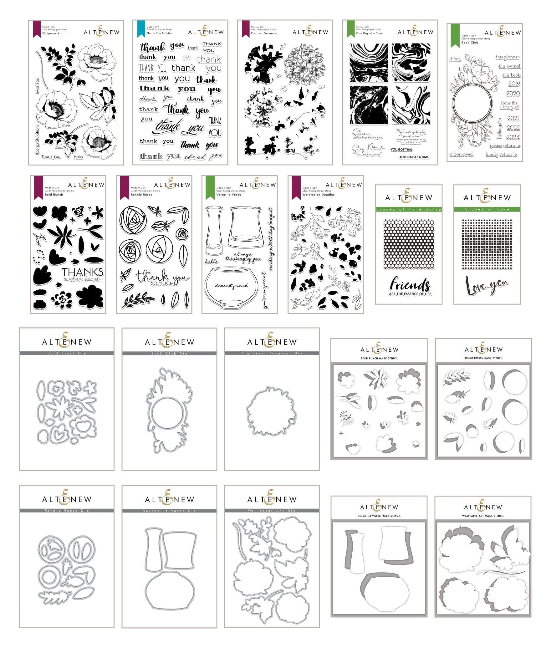 altenew-fond-appreciation-stempel-stanzen-schablonen-bundle-blumen image 1