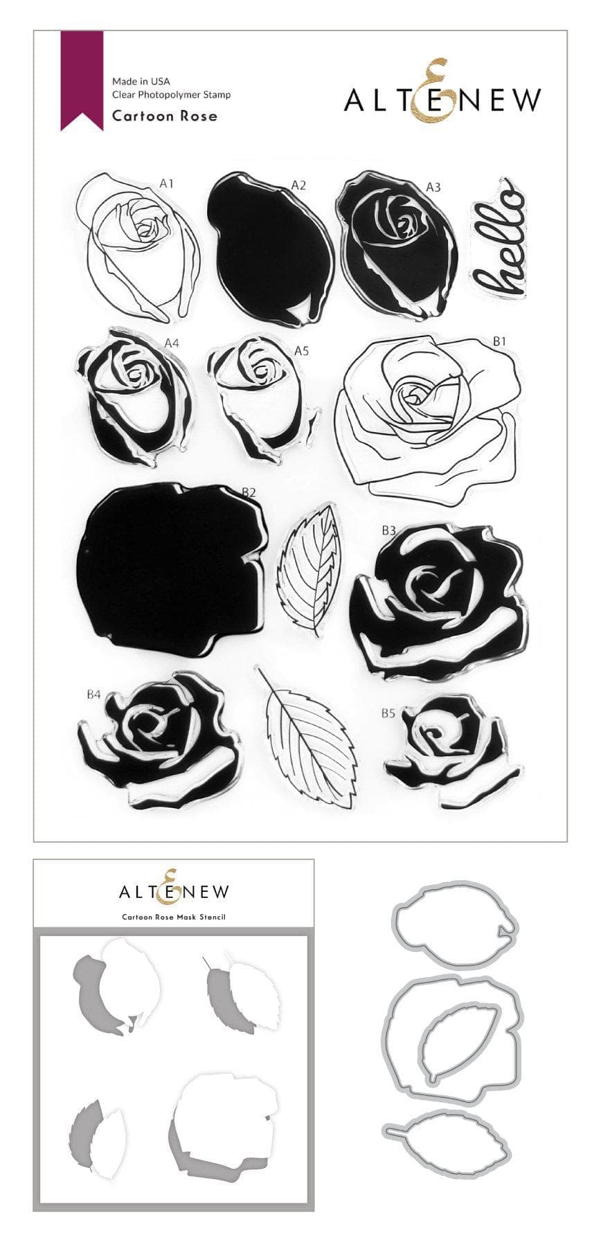 altenew-cartoon-rose-stencil-masken-schablone-4tlg-retro image 1