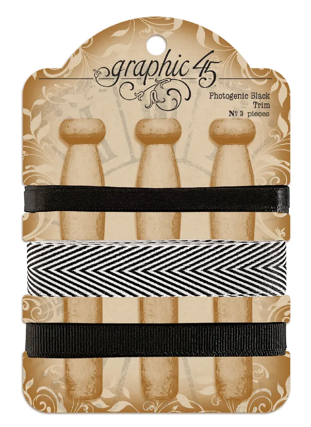 graphic-45-photogenic-black-trim-satinband-set-3x3-yards-schwarz image 1