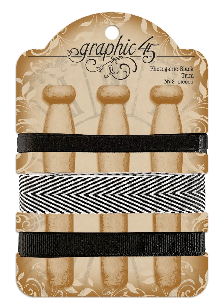 graphic-45-photogenic-black-trim-satinband-set-3x3-yards-schwarz image 1