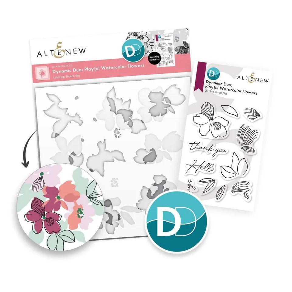 altenew-dynamic-duo-playful-watercolor-flowers-stempel-schablone image 1