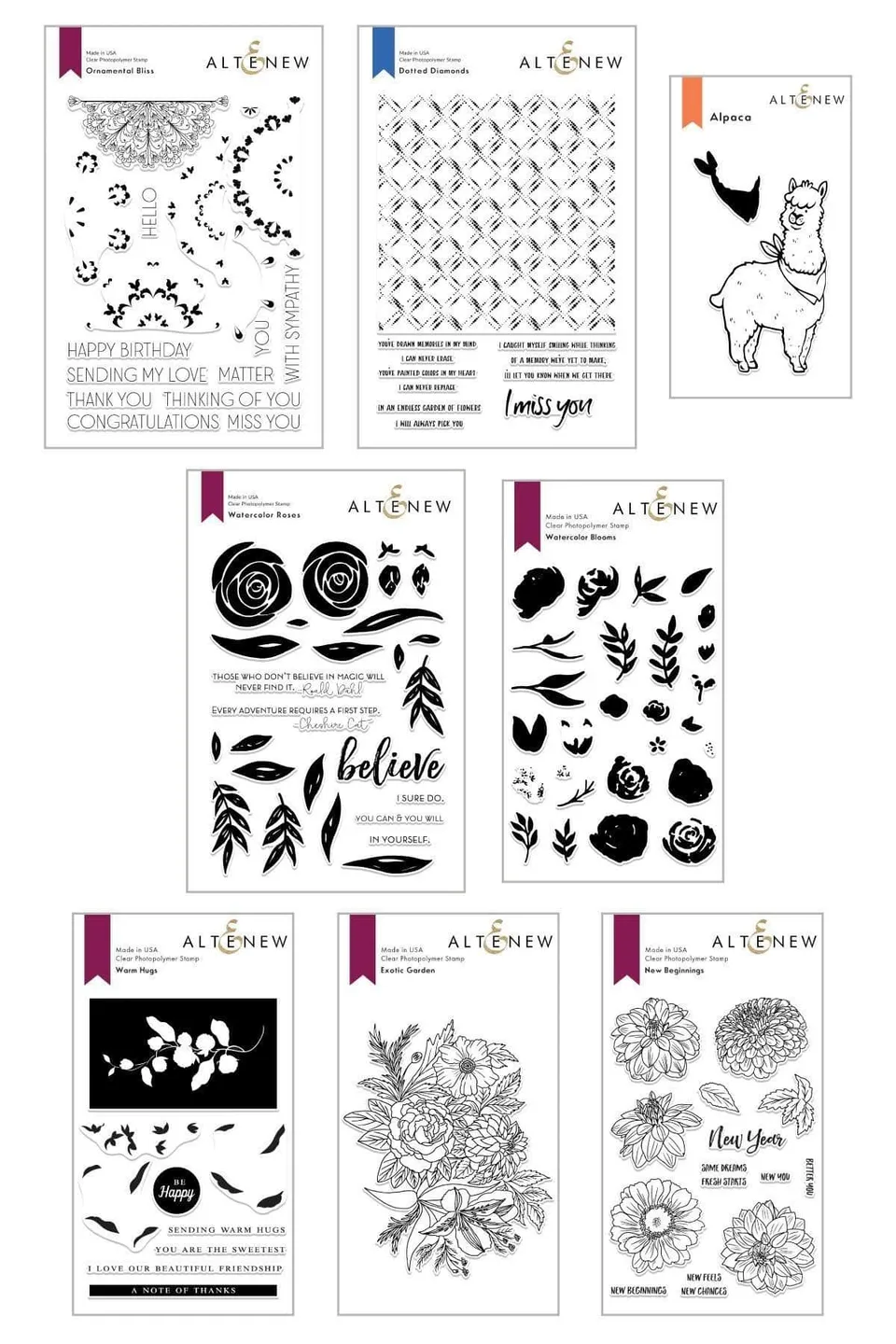 altenew-blissful-beginnings-stempelset-bundle-8-teilig-floral image 1