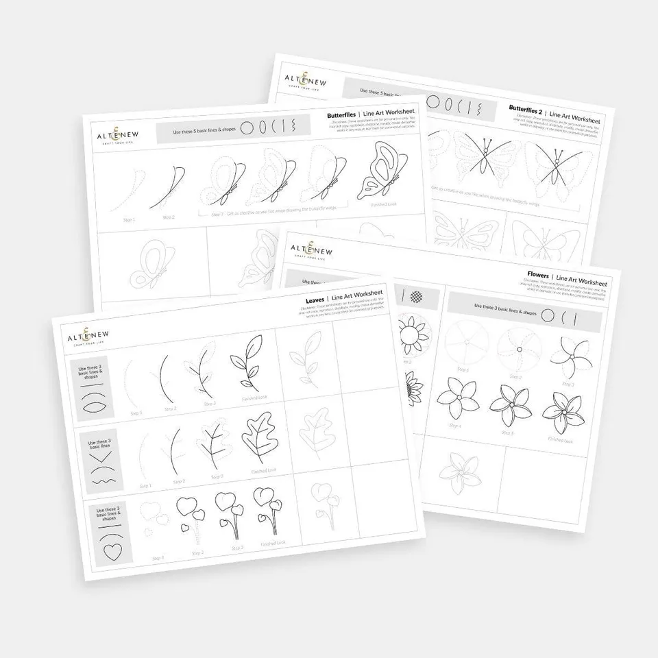 altenew-line-art-worksheets-leaves-florals-malvorlagen-download image 1