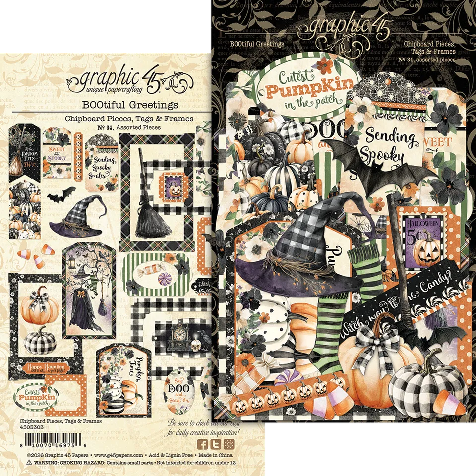 graphic-45-bootiful-greetings-chipboard-tags-frames-halloween-34-tlg image 1