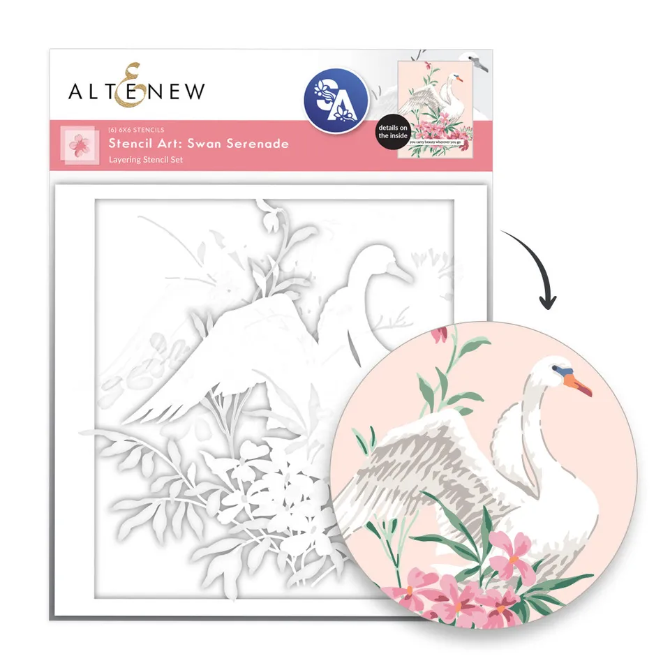 altenew-stencil-art-swan-serenade-schablonen-set-6in1-floral image 1