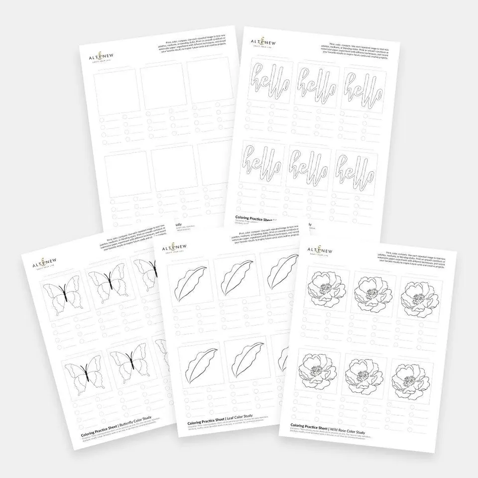 altenew-coloring-practice-sheets-vol-1-printable-6-seiten image 1