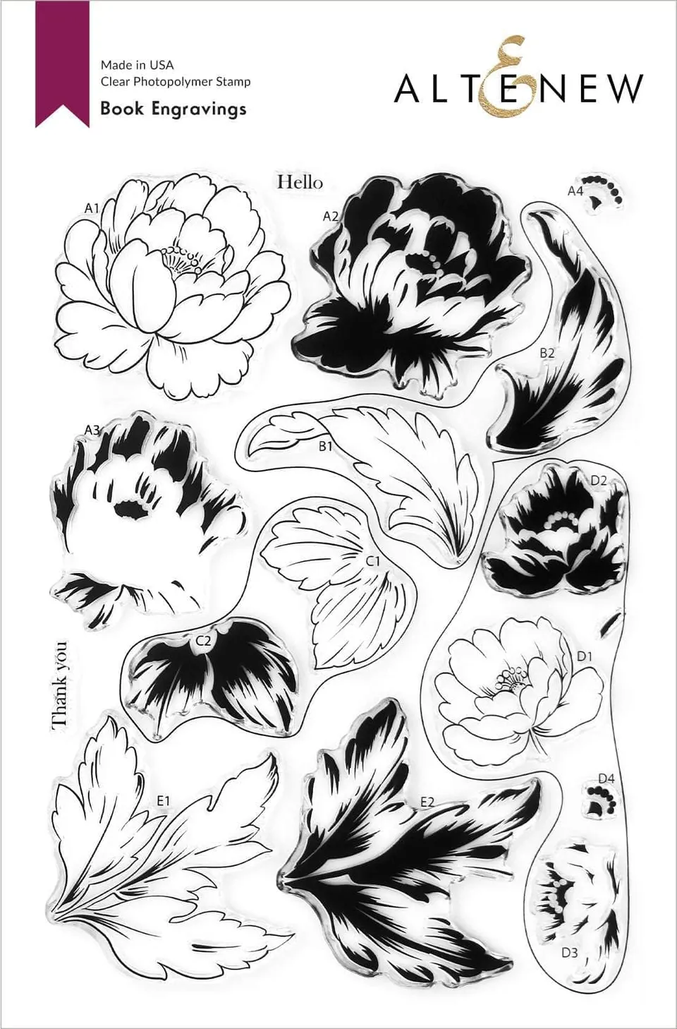 altenew-book-engravings-stamps-stempelset-6x8-blumen image 1