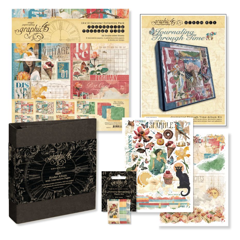 graphic-45-journaling-through-time-album-kit-bastelalbum-schwarz image 4