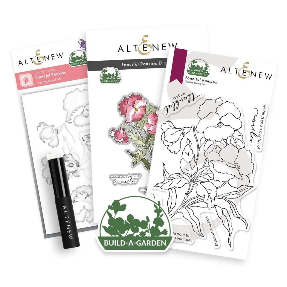 altenew-build-a-garden-fanciful-pansies-stempelset-blume image 1