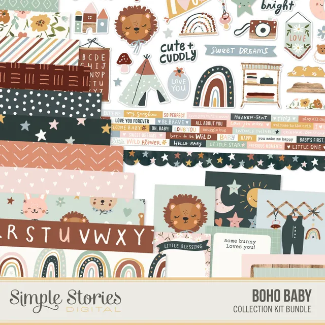 simple-stories-digital-boho-baby-collection-kit-download image 1