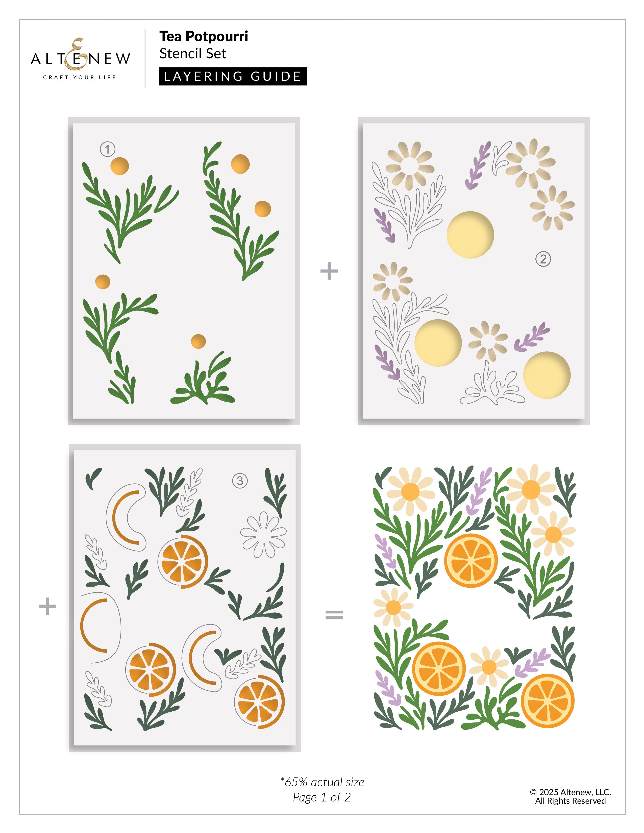 altenew-tea-potpourri-schablonen-set-5-in-1-natur-blumen image 3