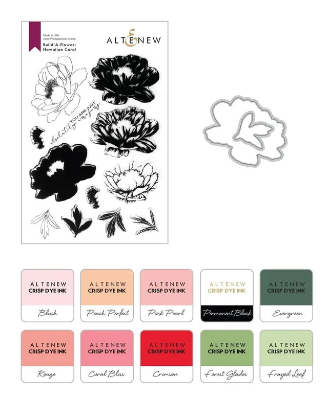 altenew-build-a-flower-hawaiian-coral-stempelset-mit-stanzen-und-ink image 1