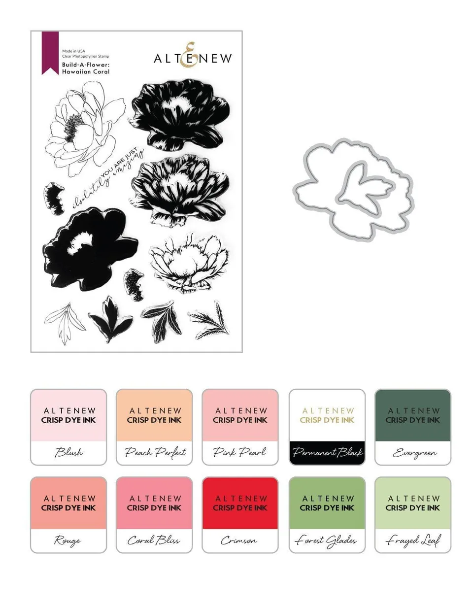 altenew-build-a-flower-hawaiian-coral-stempelset-mit-stanzen-und-ink image 1
