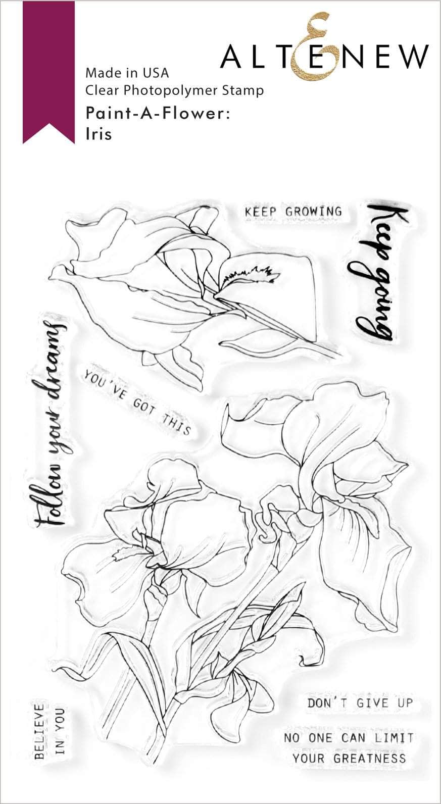 altenew-paint-a-flower-iris-outline-stempelset-4x6-blumen image 1