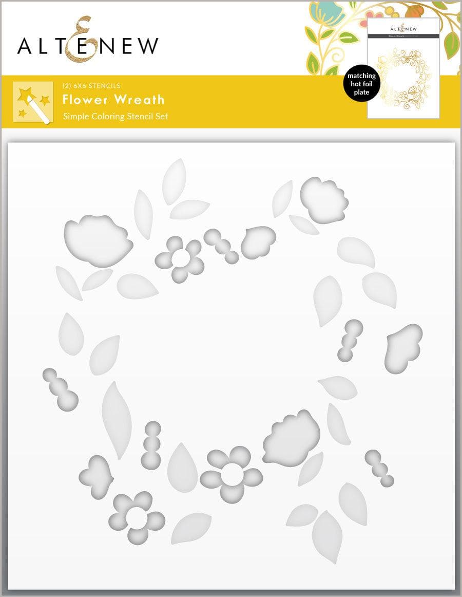 altenew-flower-wreath-simple-coloring-stencil-set-2-in-1-floral image 1