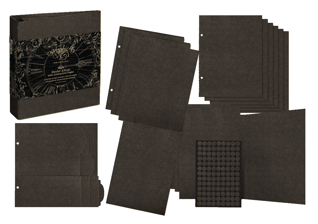graphic-45-journaling-through-time-album-kit-bastelalbum-schwarz image 7