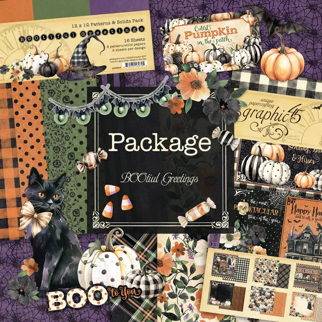 graphic-45-bootiful-greetings-papierset-halloween-package image 1