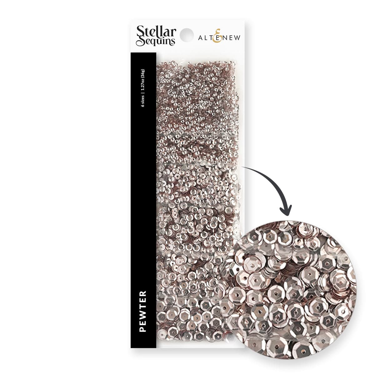 altenew-embellishments-stellar-sequins-pailletten-pewter-grau image 1