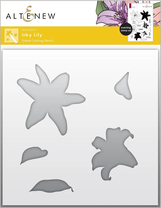altenew-stencils-inky-lily-simple-coloring-schablone-floral image 1