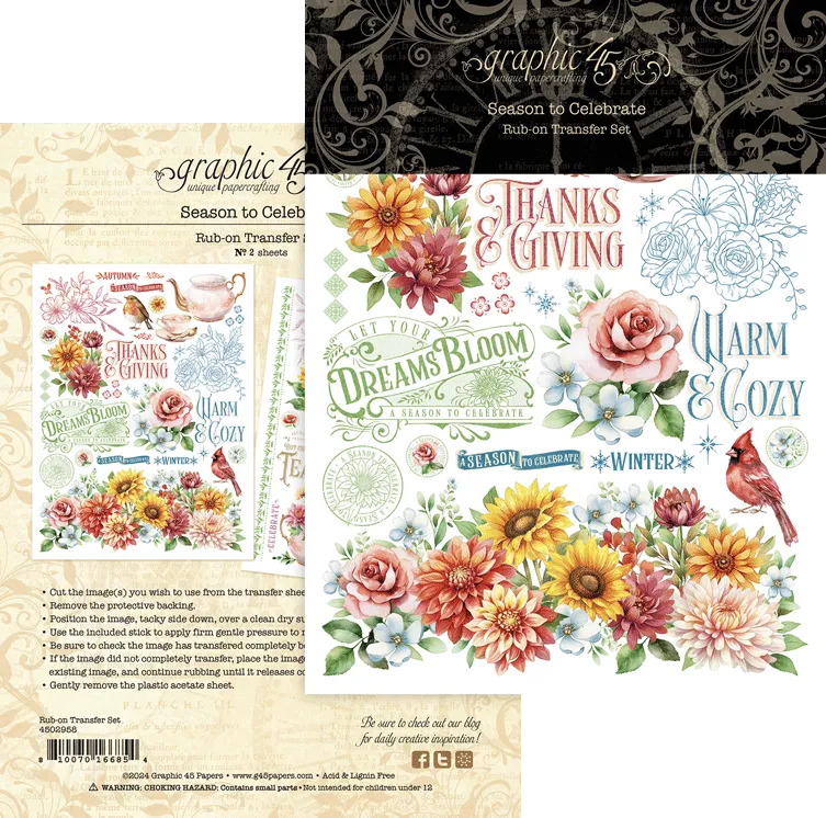 graphic-45-season-to-celebrate-rub-on-transfers-6x8 image 1