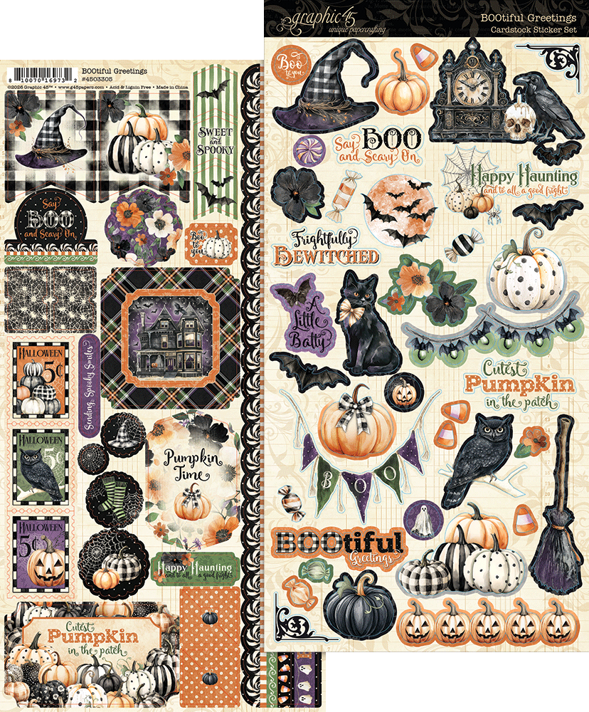 graphic-45-bootiful-greetings-sticker-set-halloween-2-bogen image 2