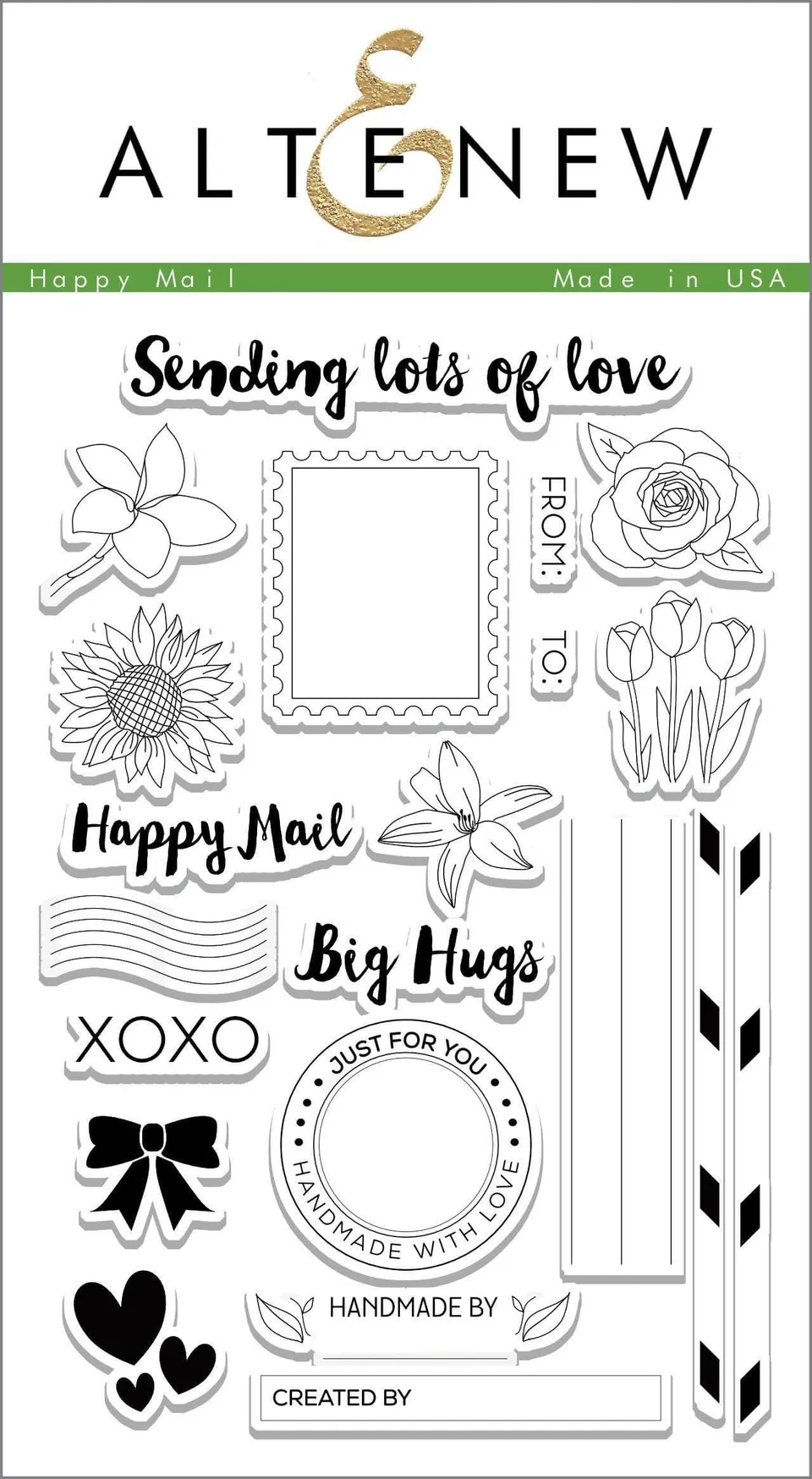 altenew-happy-mail-stempelset-clear-stamps-21-teilig-10x15cm image 1