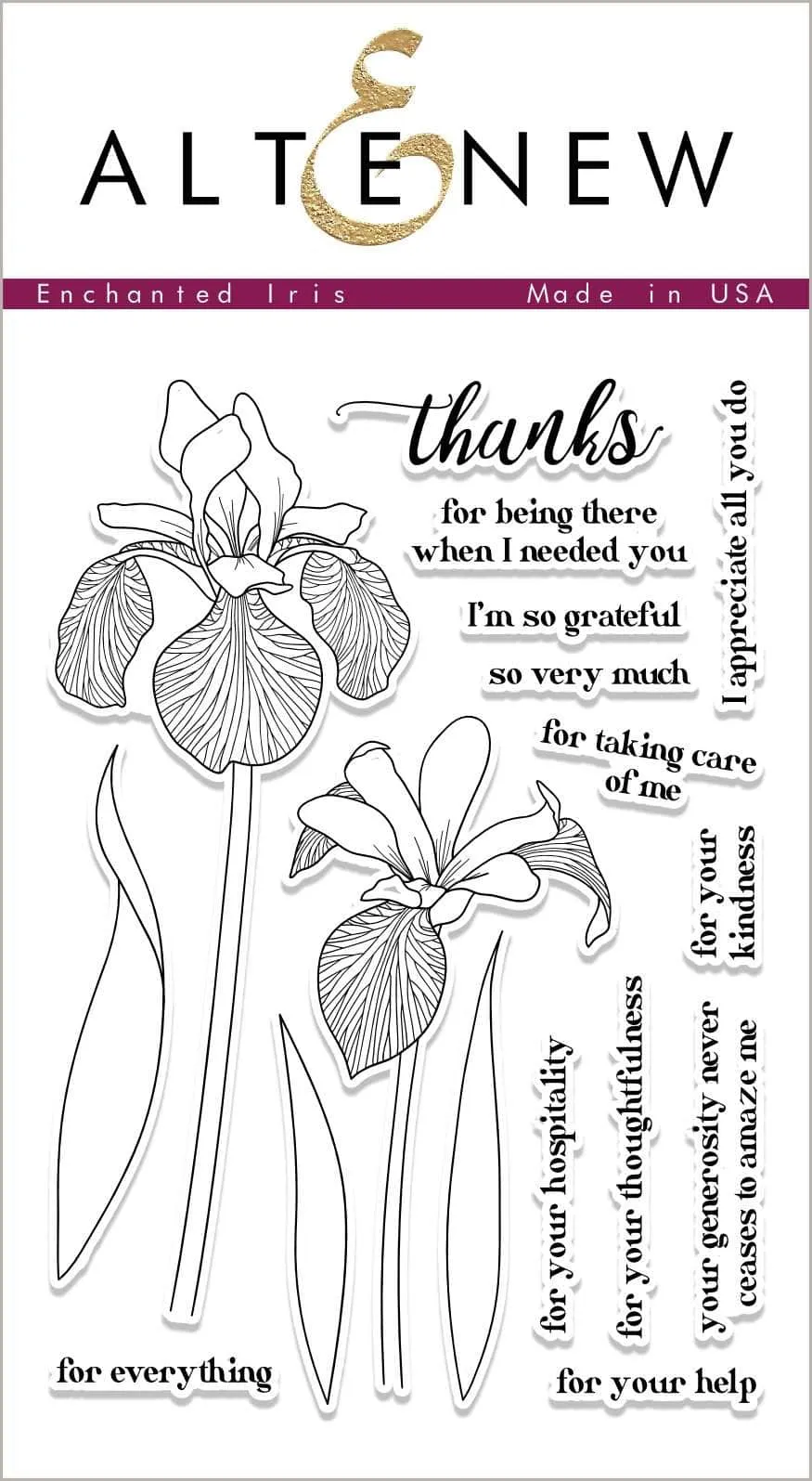 altenew-enchanted-iris-stempelset-clear-stamps-4x6-zoll-danke image 1