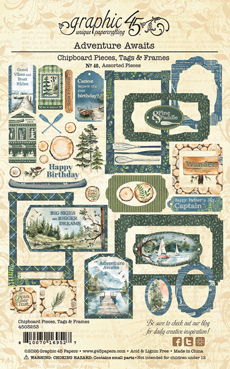 graphic-45-adventure-awaits-chipboard-tags-frames-40-teile image 2