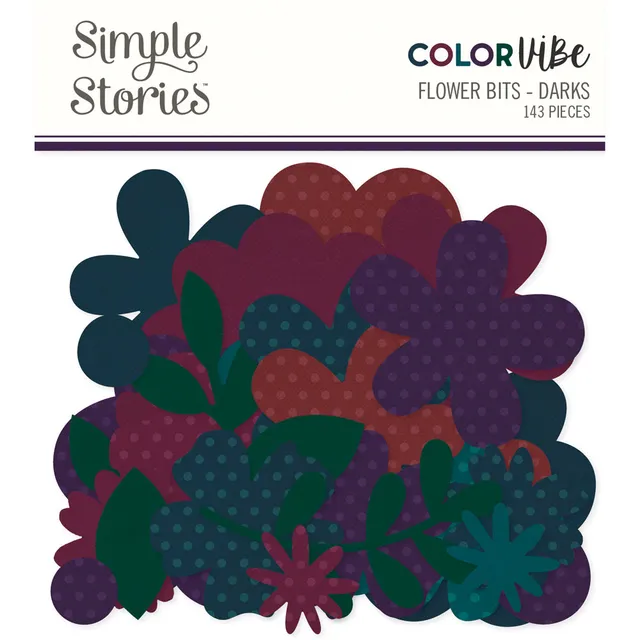 simple-stories-color-vibe-flower-bits-darks-blumensticker-143-teile image 1