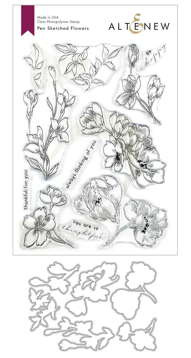 altenew-pen-sketched-flowers-stanzen-set-blumen-7-teilig image 1
